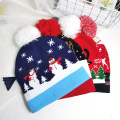 Winter Collection Christmas Elk Pattern Beanie Hat Winter Ear Warm Knitted Hat, Ball Knited Beanie Winter Hats